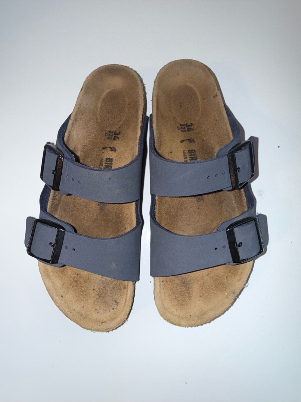 BIRKENSTOCK Classic Navy Suede Adjustable Double Strap Slide 34 - Picture 3 of 6